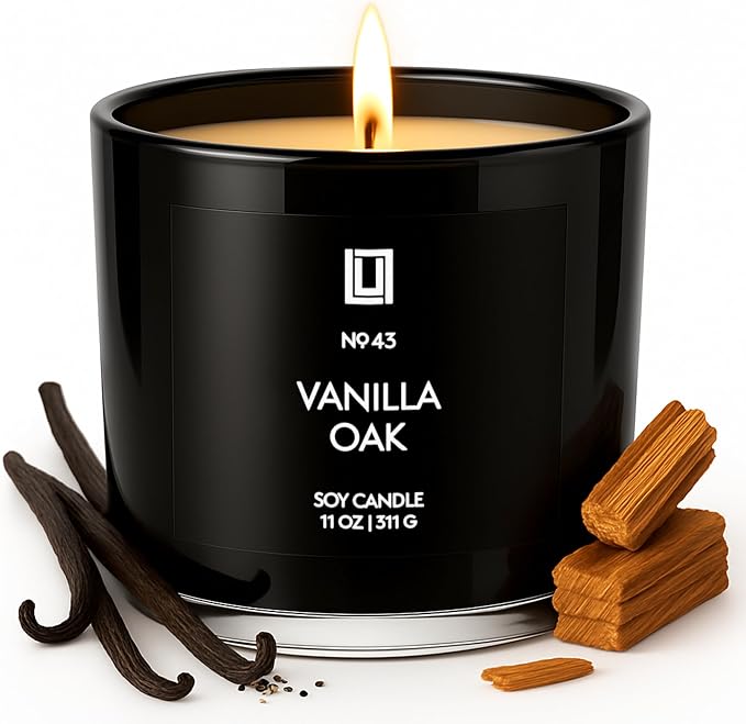 Lulu Candles | Vanilla Oak| Luxury Scented Soy Jar Candle | Hand Poured in The USA | Highly Scented Long Lasting (11 Oz.)