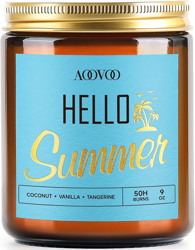 AOOVOO Hello Summer Candles - 9 oz Scented Candles, Aromatherapy Candle, Soy Candle for Home Scented