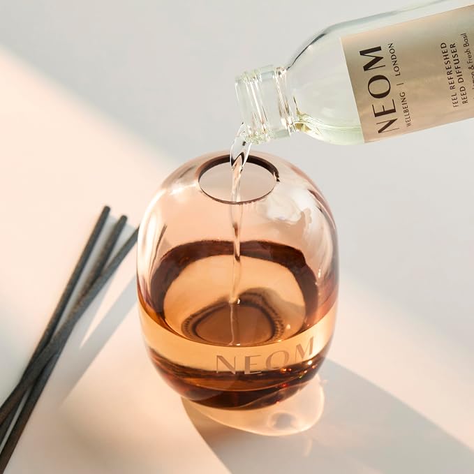 NEOM Feel Refreshed Reed Diffuser, 100ml | Sicilian Lemon & Basil I Pure Essential Oils I 100% Natural Fragrances I Lasts 12 Weeks I Refillable and Reusable