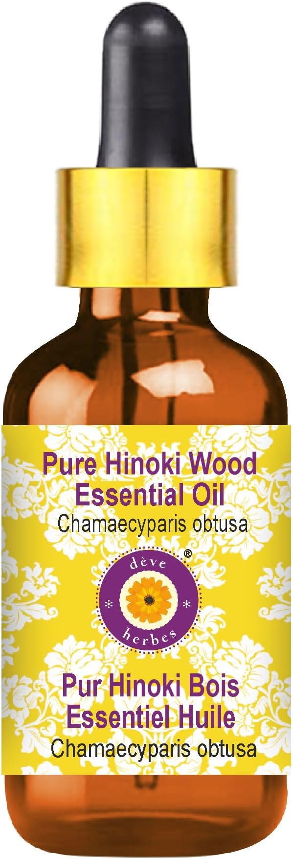 dève herbes Hinoki Wood Essential Oil (Chamaecyparis obtusa) with Glass Dropper | Pure | Non-Sticky | Non-Greasy | Lightweight | Men & Women | All Skin Types | Steam Distilled 5ml (0.16 oz)