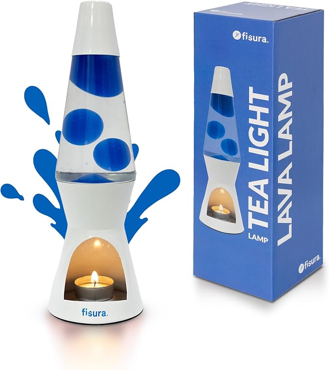 Fisura - Magma lamp with Candle for Adults Without Electricity. Candle lamp, Friendly with the Nature Lamps. Original Gift. 11.4 in x 3.3 in (Candles not Included) (Blue)