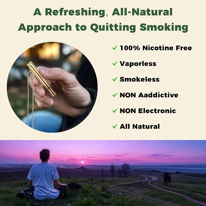 LAMKHOO Breathing Necklace to Quit Smoking and Vaping - Refillable Essential Oil Diffuser, Fidget Necklace for Anxiety Relief, Smokeless Inhaler with 4 Cotton Pods