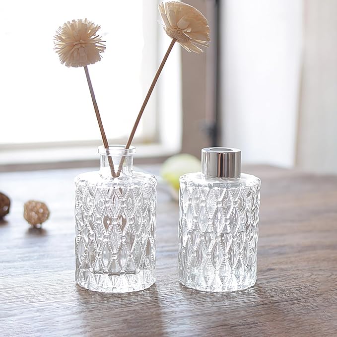 150ml/5oz Glass Diffuser Bottles Empty Clear Diffuser Jars Aromatherapy Container Fragrance Accessories Use for DIY Replacement Sticks Sets Essential Oils Crafts Decor