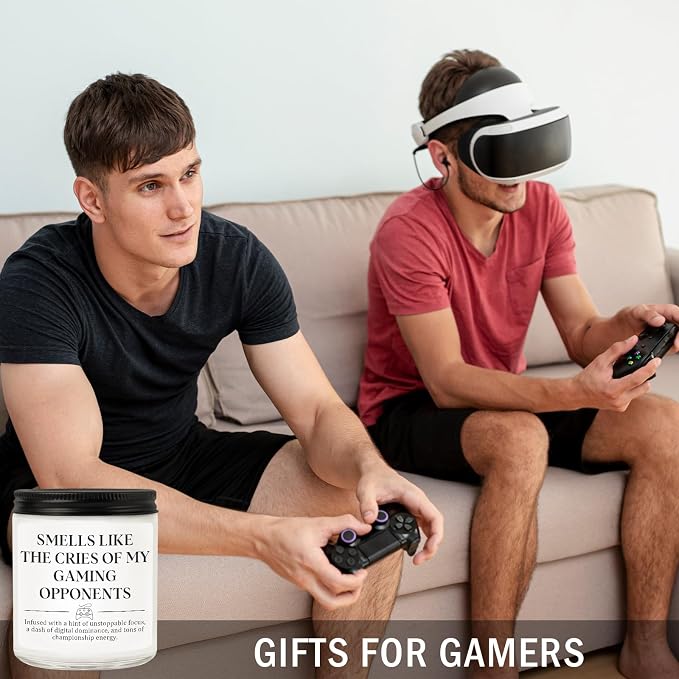 Gifts for Gamers Men, Teens, Kids - Unique Gamer Gifts for Men, Boyfriend, Dad - Funny Video Game Candle - Perfect Gaming Birthdays Gift for Video Game Lovers, Soy Wax Lavender Scented Candle