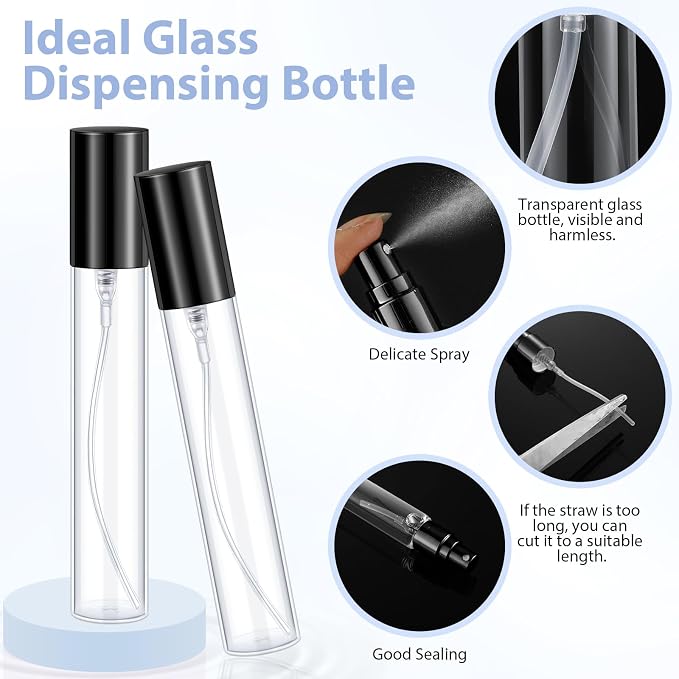 Yinder 25 Pcs 15 ml Glass Refillable Perfume Bottles Bulk Travel Empty Perfume Atomizer Sprayers Portable Spray Bottles Mini Sample Fragrance Containers, Black