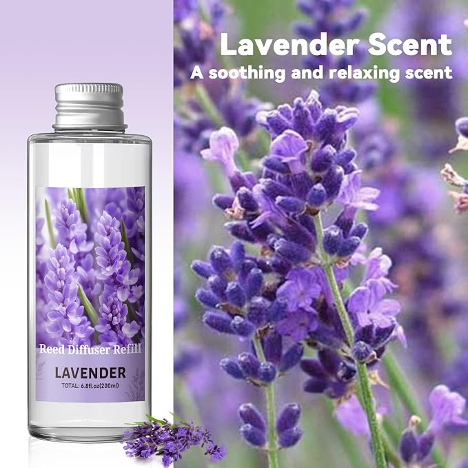 SCENTORINI Reed Diffuser Oil Refill, Lavender Diffuser Oil 6.76 Fl Oz, Natural Scented Essential Oil Refill Long Lasting Summer Home Fragrance for Room Spa Aromatherapy Bathroom Home Decor
