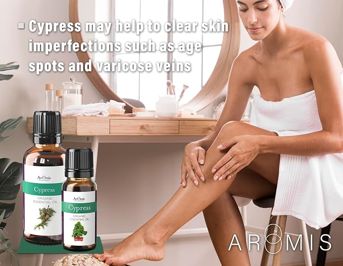 ArOmis Cypress Essential Oil - 100% Pure Therapeutic Grade - Undiluted, Premium Oil - 150 Micron Filtered, Perfect for Aromatherapy Diffusers (10ml / .34 fl oz)