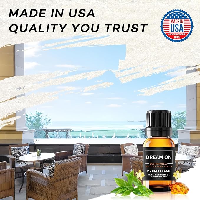 Purefittech Hotel Diffuser Oil Dream On Scent,Hotel Essential Oils for Home,Office, Spa,2 Pack 10 mL,0.34 fl oz Hotel Collection Diffuser Oil for Diffusers & Humidifiers,Made in USA