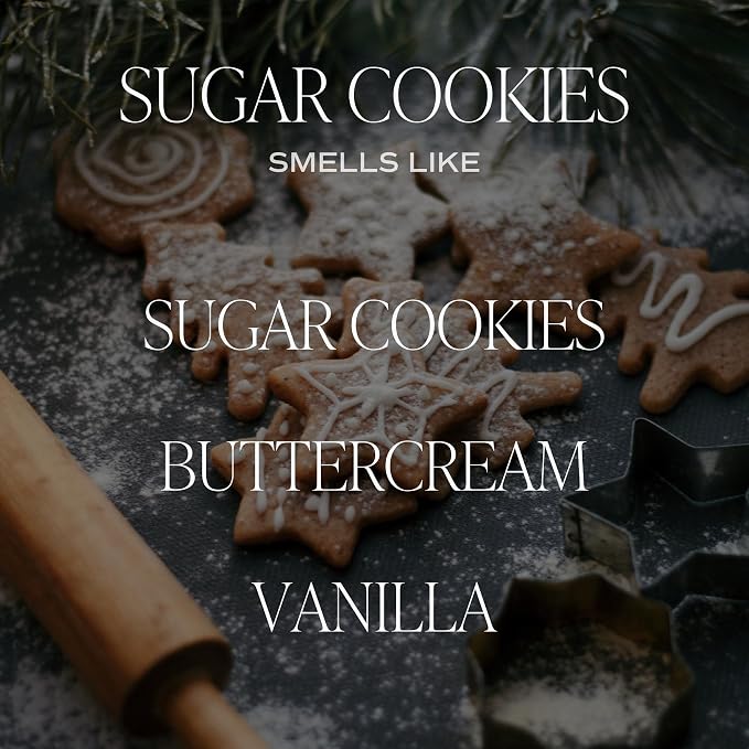 Sweet Water Decor Sugar Cookies Soy Candle - Buttercream Frosting, Vanilla, Sugar Cookie Scented for Home - Sweet Christmas Candle - 9oz Amber Jar + Black Lid, 40+ Hour Burn Time, Made in The USA