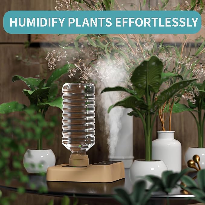 Travel Humidifier, Portable Small Humidifier for Plants, Bedroom, Office, Hotel or Car, 5000mAh Battery Operated Mini Cool Mist Humidifiers, Quiet 23dB, Auto-off, Night Light & BPA-Free, Khaki