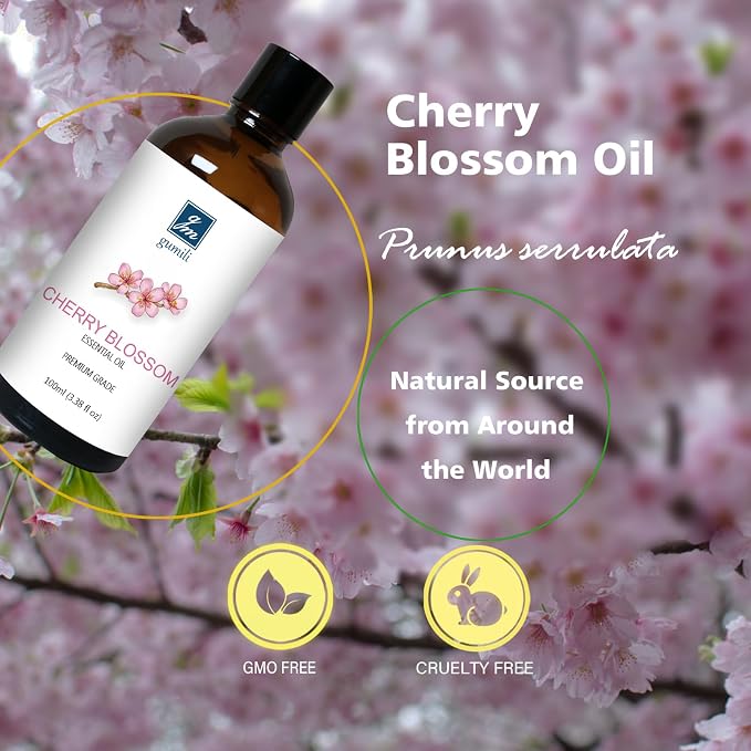 GM Gumili Cherry Blossom Essential Oil, Fragrance Oil for Candle Soap Making, Perfume for Women, Gift for Her - 3.38 Fl Oz 100ml