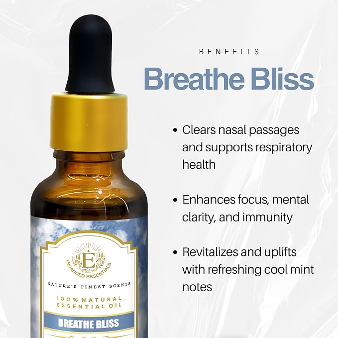 Breathe Bliss Essential Oil Blend – Cool, Fresh, Clearing Botanical Aroma – for Easy Breathing, Diffusers & Personal Inhalation – 30 ml