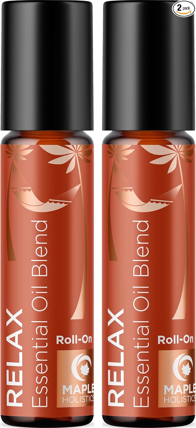 Relaxing Essential Oil Roll On - Aromatherapy Essential Oil Roller with Calming Essential Oils - Relaxing Essential Oil Blend with Lavender Ylang Ylang Chamomile & Geranium for Stress Support (2 Pack)