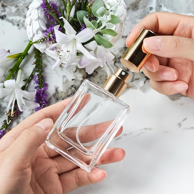 30ml/1.0 Oz Glass Spray Bottle Perfume Atomizer,Travel Refillable Perfume Bottles Empty Classic Spray Bottle 2Pack (Gold, 30ml)