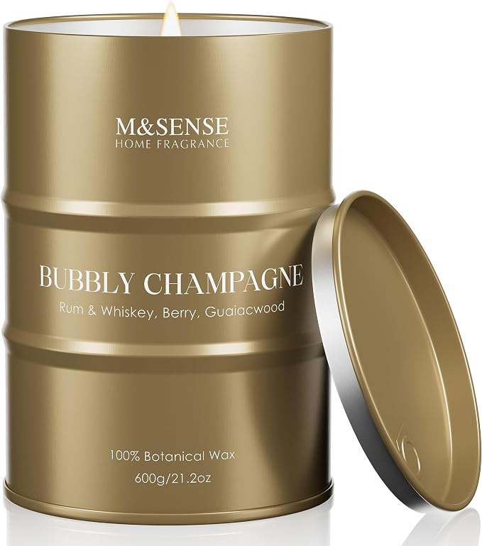 M&SENSE Bubbly Champagne Large Candles for Home Scented, Candles Gifts for Women & Men, Natural Soy Candles, House Warming Gifts New Home, 120 Hours Long Burning, 21.2 oz
