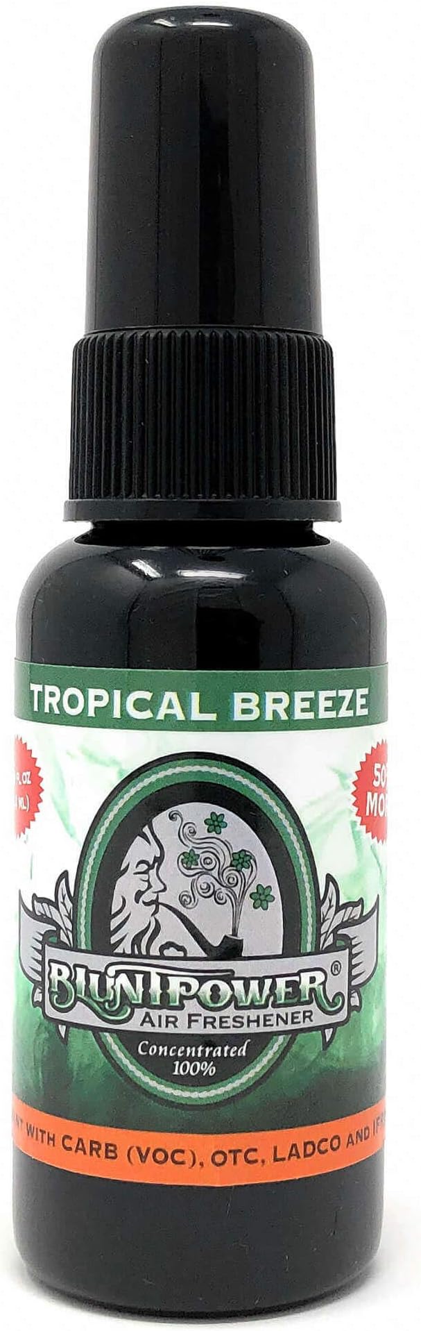 BluntPower (Tropical Breeze Green, 1 Pack) Concentrated Air Freshener for Room and Car Spray - Oil-Based Diffuser Spray Bottle - Long-Lasting Bathroom Spray, Car Freshener, & Odor Eliminator Spray