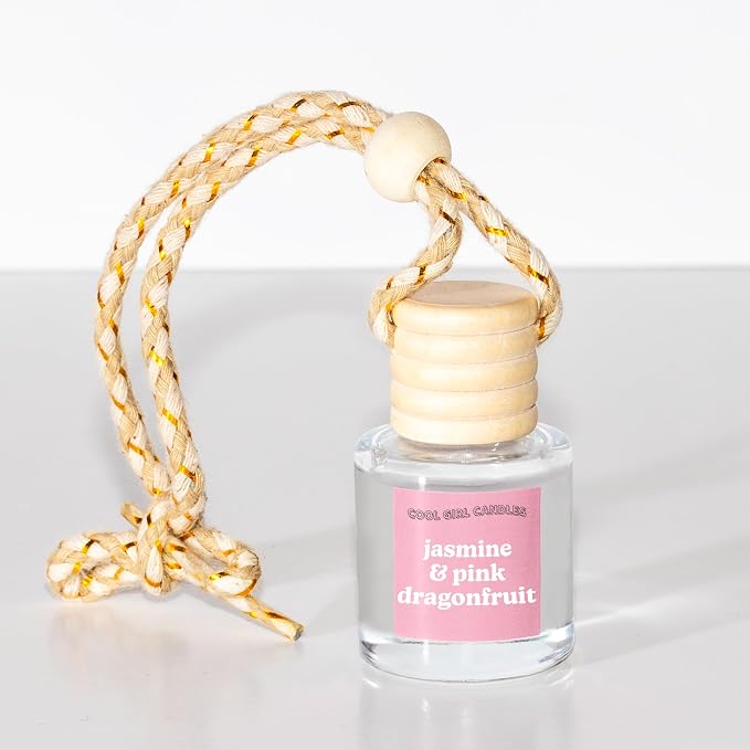 COOLGIRLCANDLES Jasmine Pink Dragonfruit Car Hanging Fragrance Oil Air Freshener for Essential Oils, Long Lasting Car Diffuser Bottle