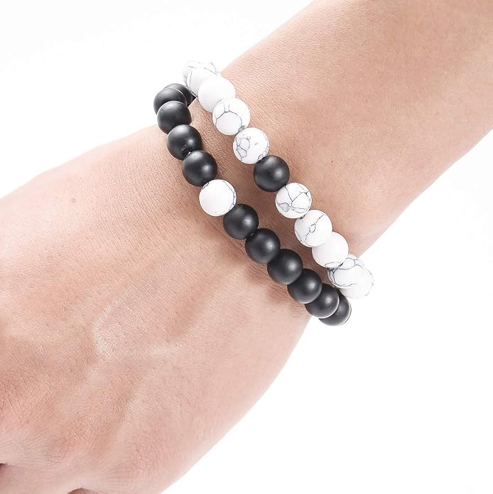 FORUBUS 2Pcs Lava Rock Beaded Bracelet Set – Essential Oil Diffuser Jewelry with Natural Stone Beads for Aromatherapy, Yoga, Meditation, and Stress Relief, Stretchy Bracelets for Women Men