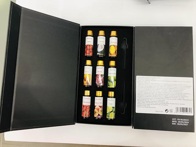 PHATOIL 9Pcs Fruity Fragrance Oil Gift Set, 10ml/0.33fl.oz Fragrance Oils for Soap, DIY Candle, Bath Bombs Making, Fruit Scented Oils for Diffusers for Home