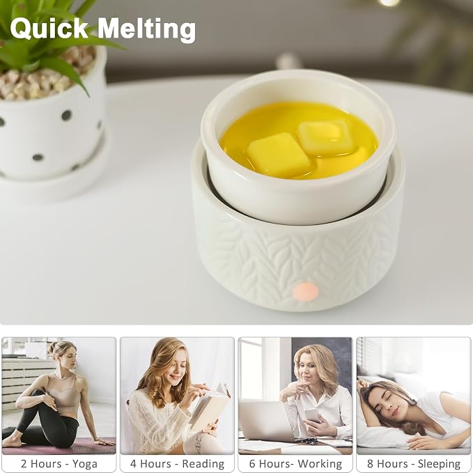 Wax Melt Warmer with Timer- 3-in-1 Wax Melter Burner, Fragrance Warmer for Scented Candles, Tarts, Essential Oils to Freshen Home Office, with Auto Shut Off and Temperature Adjustment, Gift & Décor