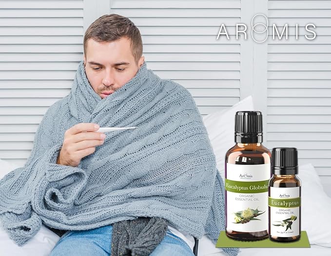 ArOmis Eucalyptus Globus Essential Oil - Certified Organic - 100% Pure Therapeutic Grade - Undiluted, Natural, Premium, Massage Oil, Oils Perfect for Aromatherapy, Diffuser