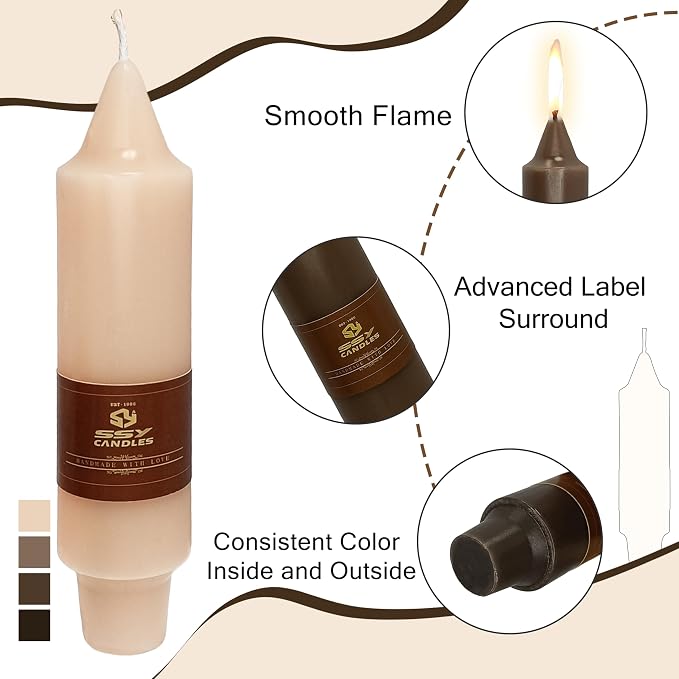 5 inch Cute Taper Candles Stick Unscented Tapered Candles 4 Pack Gradient Coffee Candlesticks for Wedding Party Home Décor