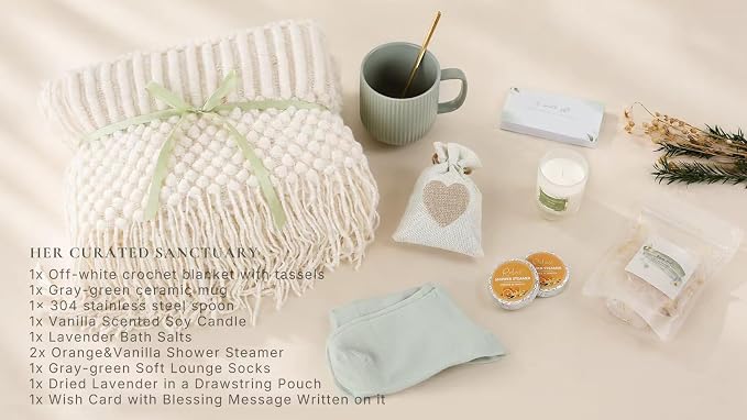 Get Well Soon Gift Basket- Relaxation, Birthday,Mothers Day /Self Care Package, After Surgery recovery, Sympathy Gift for Loss of Loved One, Thinking of You Gift Set, Grief/Miscarriage Gift for Women