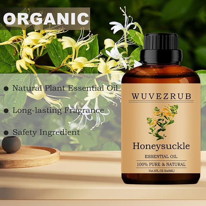 Honeysuckle Essential Oils, 240ML Pure and Natural Essential Oil for Aromatherapy Diffuser - Honeysuckle /8 Fl Oz
