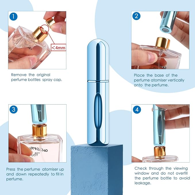 10 PCS Refillable Mini Perfume Atomizer Bottles, 5ml Portable Small Size Perfume Spray Bottles, Multicolor Aluminum Refill Scent Pump Case for Traveling and Outgoing, Pack of 5 Matte & 5 Glossy