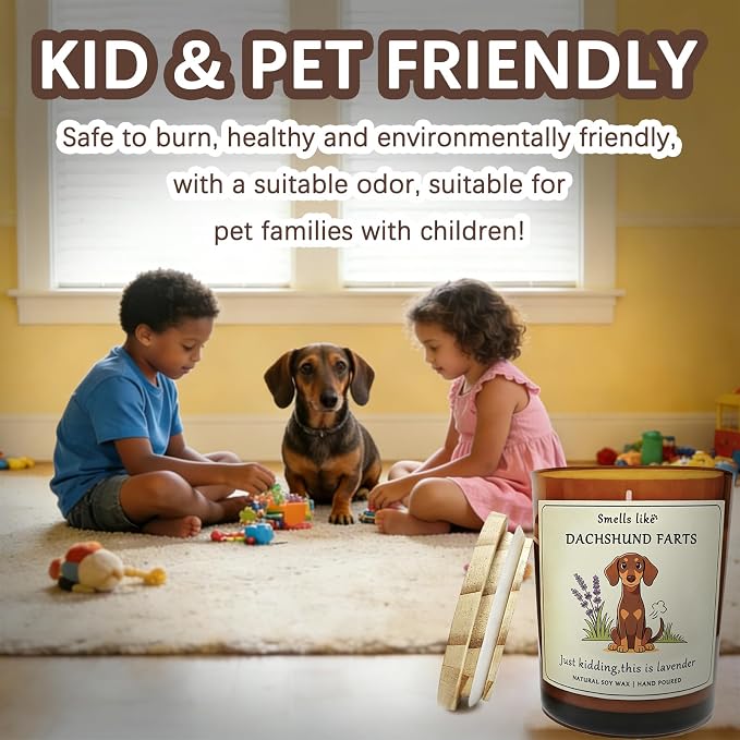 Gift for Dachshund pet Owners & Dog Lovers - Weiner Dog Mom Gifts for Women Crafted by Natural Soy Wax Lavender Pet Friendly Safe Scented Candle Perfect for Christmas Birthday Housewarming Decor