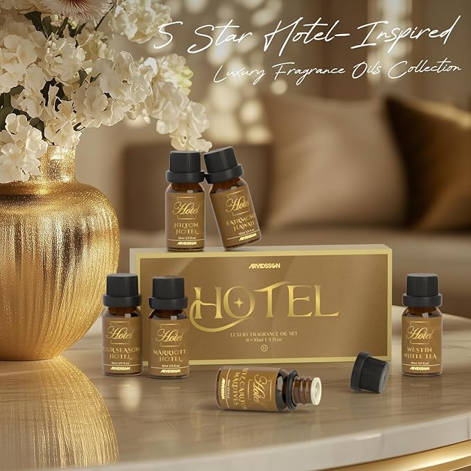 ARVIDSSON Hotel Diffuser Oils Gift Set - Hotel Essential Oils for Diffuser, Luxury Fragrance Oils Inspired by 5 Star Hotels Scent, Gift for Women and Men