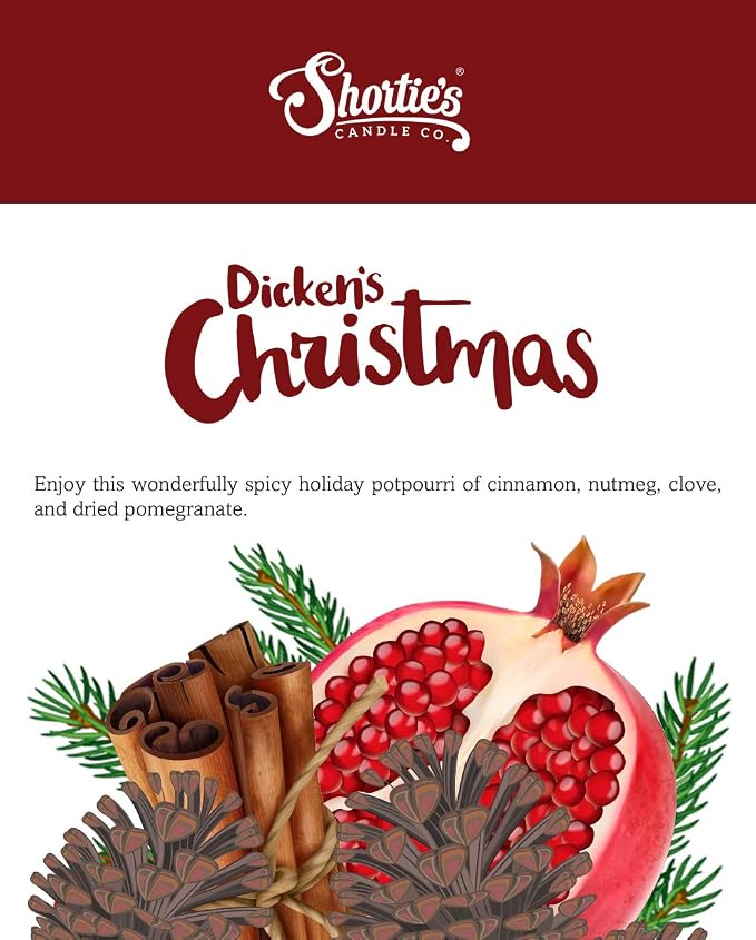 Shortie's Candle Company Dickens Christmas Premium Wax Melts - 3 Oz., Strong & Long Lasting, Non-Toxic - Made with Essential & Natural Oils - Formula 117
