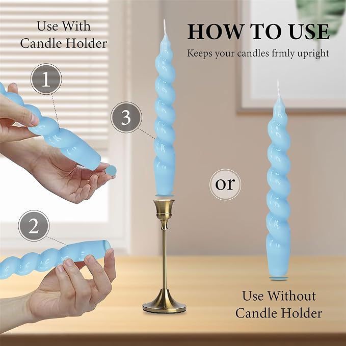 Taper Candle Wax Dots - 24pcs Spiral Sticky Dots White Adapter Small Adhesive, Soft Wax for Any Holder Accessories - Blue