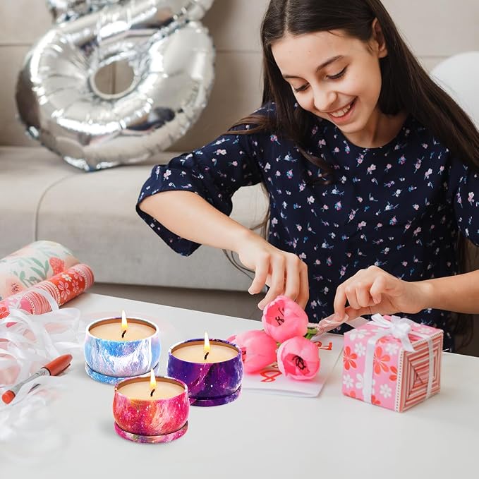 3 Pack Small Decorative Scented Candle Set, Strong Bergamot & Vanilla & San Diego Black Berries, Soy Candles, Non-Toxic, for Home Decor & Aromatherapy, Baby Shower Prizes