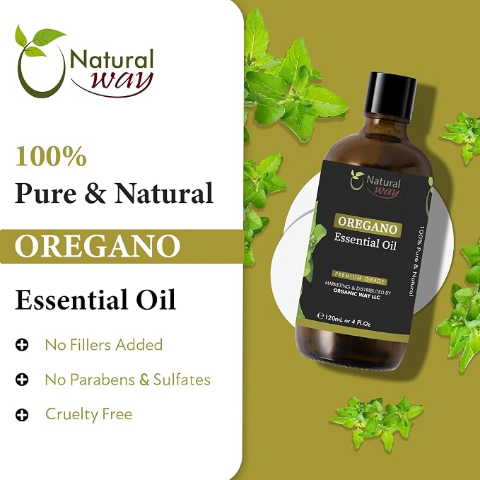 Oregano Essential Oil | Pure Aromatherapy Oil for Diffusers, Hair Growth, Skin, Scalp Care, Massage | Refreshing Hair Oil for Women & Men | Organic Essential Oil for Diffuser | 4 Fl Oz