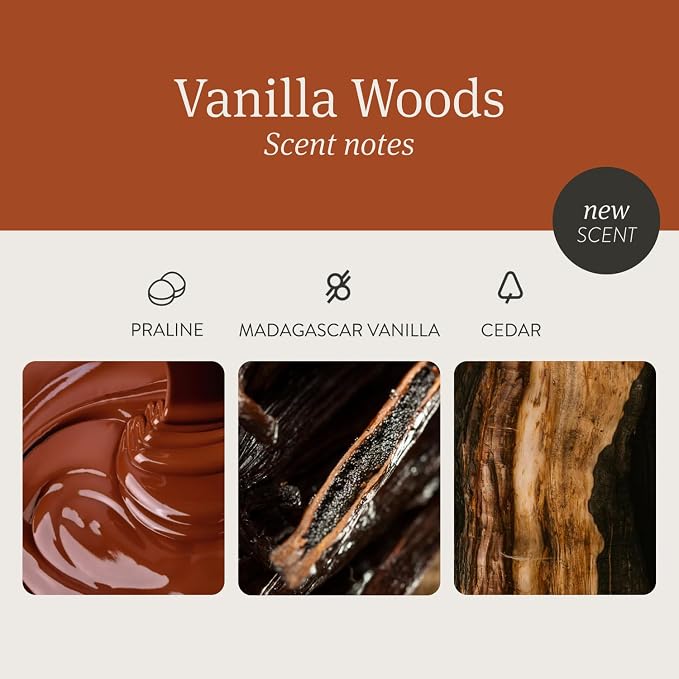 Drift Vanilla Woods Scented Candle - Clean Oil Premium Home Decor Fragrance - 60 Day Burn Time - 10.5 oz