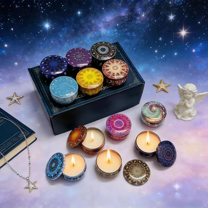 12 Constellations Scented Candles Gift Set, 12 Pack Aromatherapy Candle for Home, Scorpio Candle Birthday Gifts for Women, Long Lasting Soy Wax, Mom Bath Spa Meditation Christmas Gifts Candles