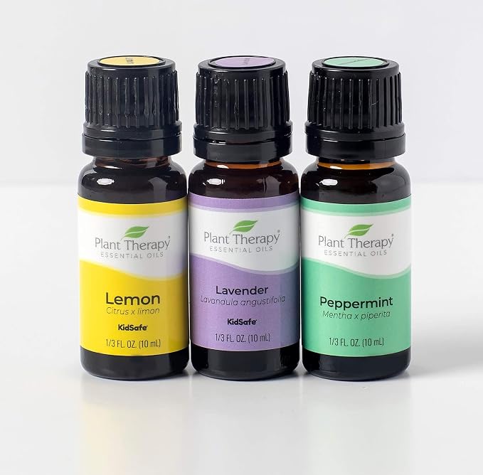 Plant Therapy Lemon, Lavender and Peppermint Essential Oil Set 10 mL (1/3 oz) 100% Pure, Undiluted, Therapeutic Grade