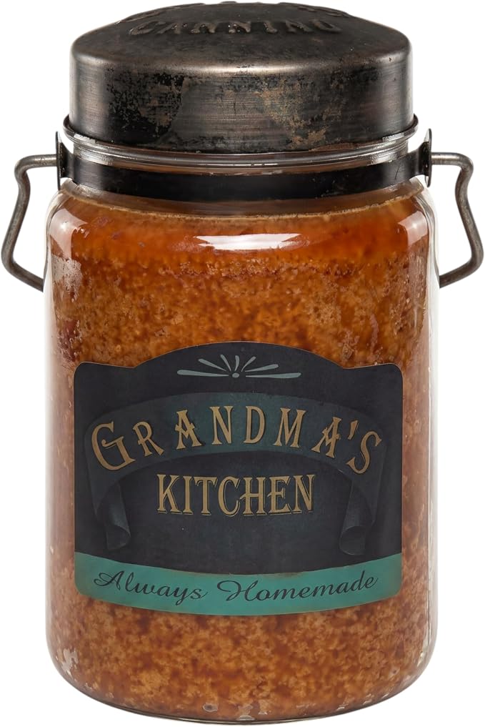 McCall’s Candles | Grandma’s Kitchen | 26 oz Scented Candle | USA-Poured | Vintage Rustic Jar with Carrying Handle | Spiced Cinnamon & Cozy Allspice Fragrance
