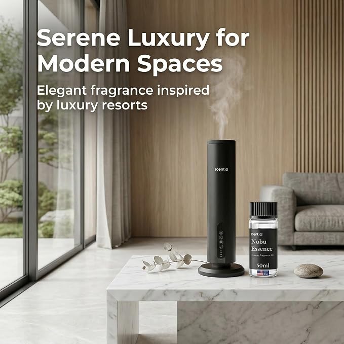 Scentia Nobu Essence Hotel Scent Diffuser Oil – Luxury Fragrance Inspired by Nobu Hotel – 50 mL – Jasmine, Lily & Sandalwood Essential Oil Blend for Home, Office & Aromatherapy Diffusers, Made in USA