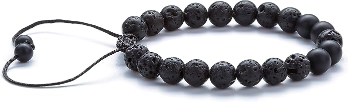 Men Women 8mm Lava Rock Aromatherapy Anxiety Essential Oil Diffuser Bracelet Braided Rope Natural Stone Yoga Gifts Beads Bracelet Bangle-21017