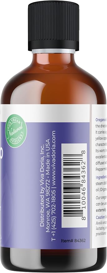 Viva Doria Oregano Essential Oil, 100% Pure, Natural Oregano Essential Oil, Undiluted, for Aromatherapy | Food Grade, 118 mL (4 Fluid Ounce)