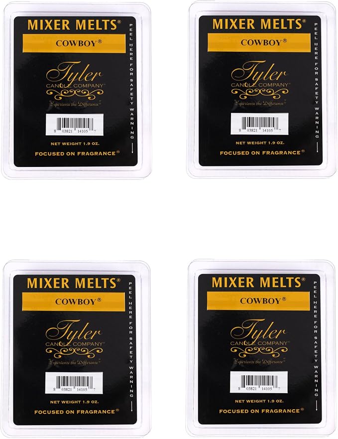 Tyler Candle Company Cowboy 1.9 Ounce Scented Mixer Wax Melt Cubes for Tart Burner, Pack of 4