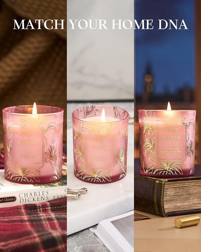 M&SENSE Pumpkin Apple Pie Scented Candle, 8.1oz 42-Hour Slow Burning Soy Candles, Spiced Harvest Bakery Aromatherapy, Fall Holiday Gift