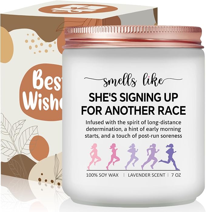 Marathon Runner Gifts for Women - Cool Running Gift Ideas for Runners - NYC, Half, Track and Field, Cross Country, 5K 10K Run Marathon Essentials - Lavender Scented Candle