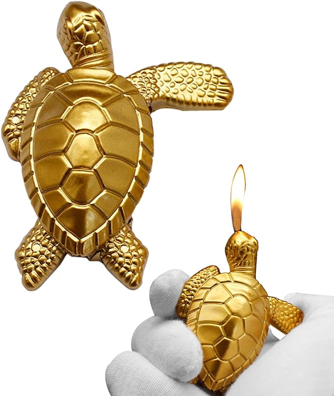 Creative Desktop Golden Turtle Butane Lighter - Cool Portable Gas Lighter With Adjustable Soft Flame, Refillable for Outdoor Indoor Use - Men's Boyfriend Gift
