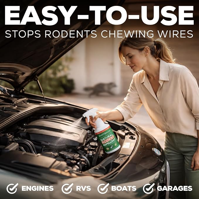 Smart Grower Peppermint Oil Spray for Rodents – Maximum Strength Ready to Use Peppermint Spray for Rodent, Mice, Squirrels – Indoor, Outdoor & Car Engine Protection – 16 oz