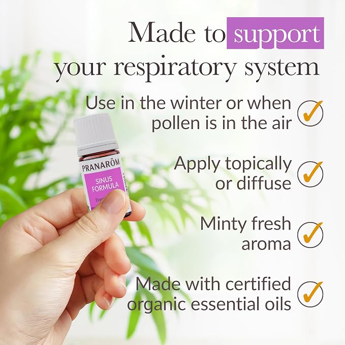 Pranarom - Sinus Formula Essential Oil Blend (2 Pack of 5ml) - Olive Oil, Eucalypts, Peppermint, Rosemary, Frankincense, & Thyme - 100% Pure Essential Oil for Topical Use