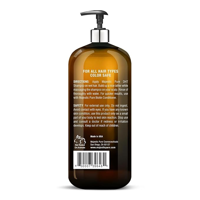 Majestic Pure Biotin Shampoo - Volumizing Shampoo for Hair Loss - with DHT-3 Blocker - Hydrating & Nourishing - Sulfate Free, for Men & Women - Thin Hair Shampoo - 16 fl oz