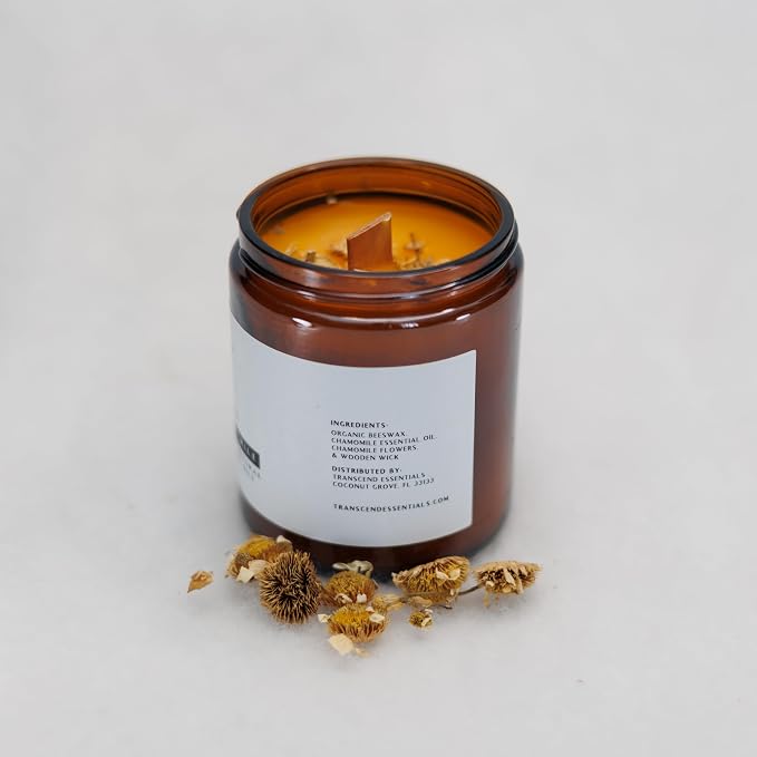 Calming Chamomile Organic Beeswax Candle, Yellow